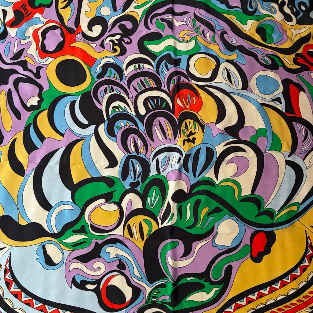 Vibrant Abstract Multicolored Large Square Polyester Scarf - Picture 3 of 9